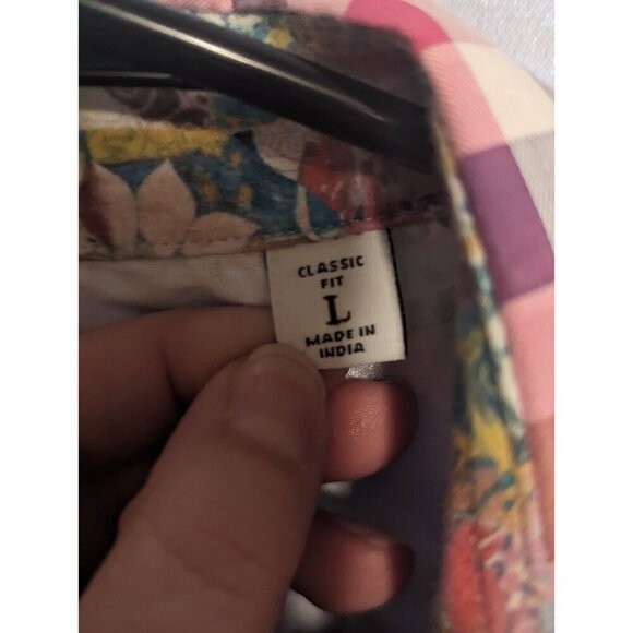 Mens Shirt Long Sleeve Flip Cuff Squares Robert Graham Button Down Shirt Size L - Picture 3 of 15